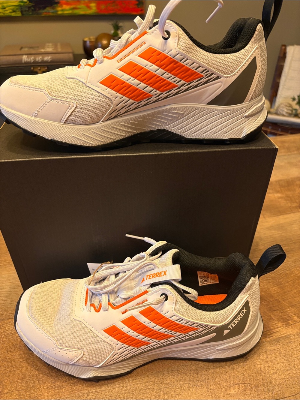 adidas Men’s Terrex Tracefinder White & Orange Trail Sneakers